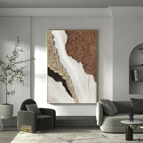 Handmade Oil Painting Large Abstract Oil Painting on Canvas with Thick Textured Brushstrokes Earth Toned Beach Waves Large Textured Wall Art canvas ar (Style: 1, size: 50X70cm)